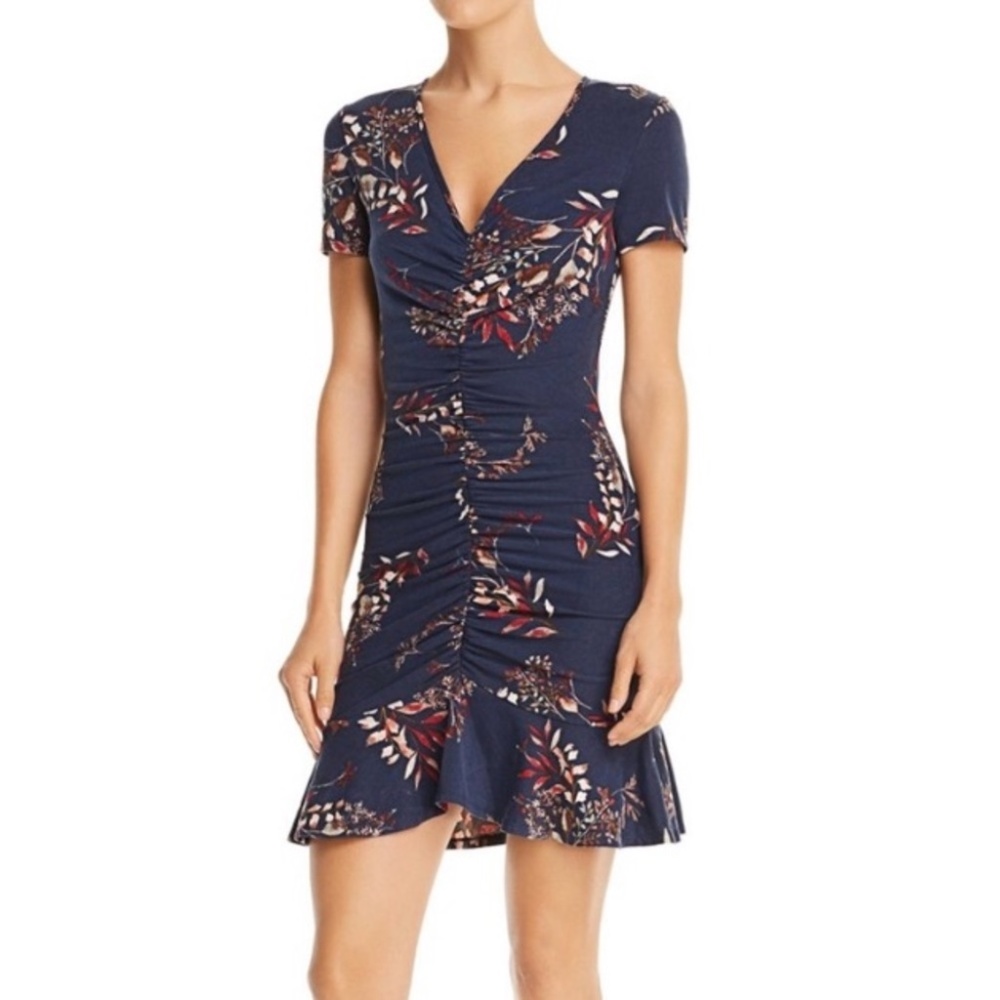 Aqua Navy Botanical / Floral Dress Large New with Tag